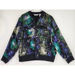 Drapers & Damons Petites Jacket Womens Large Black Floral Grannycore Bomber